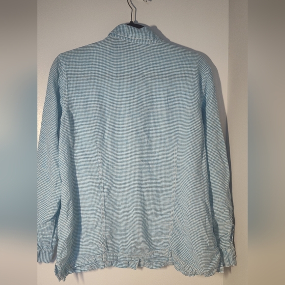 Chicos Blue Checkered Button-Up Shirt Size 2 #569 - Picture 2 of 3